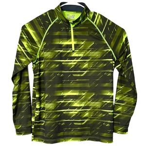 Under Armour Men Size Large Tech Novelty 1/4 Zip‎ Pullover Black Green UM0687